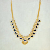 Kerala Gold Plated Palakka Necklace - 7 Stones - Blue - K Supreme