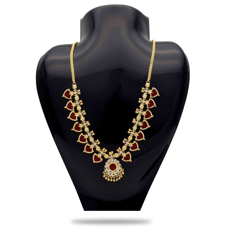Kerala Gold Plated Palakka Necklace - 7 Stones - K Supreme