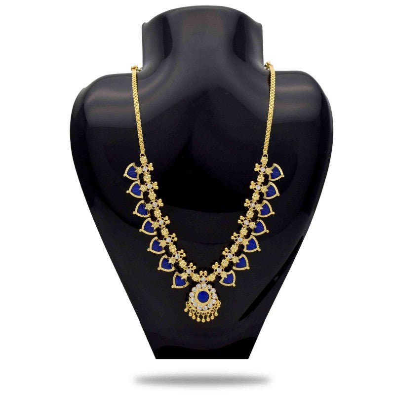 Kerala Gold Plated Palakka Necklace - 7 Stones - K Supreme