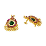 Kerala Gold Plated Palakka Style Round Enamel Ear Studs - KSupreme
