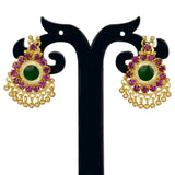 Kerala Gold Plated Palakka Style Round Enamel Ear Studs - KSupreme