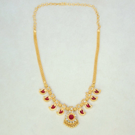 Kerala Gold Plated Short Red Mango Necklace - K Supreme