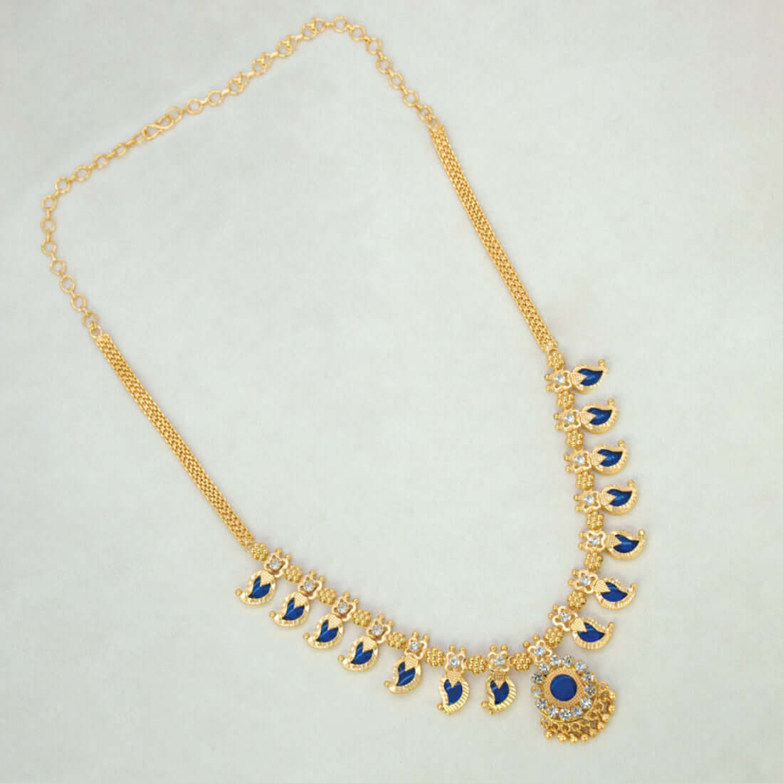 Kerala Traditional Gold Plated Mango Necklace - 7 Stones - K Supreme