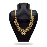 Kerala Traditional Gold Plated Red Mango Necklace - 9 Stones - K Supreme