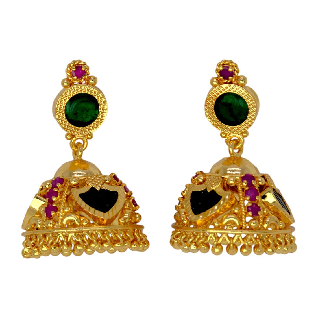 Kerala Traditional Gold Plated Ruby Palakka Jhumka - KSupreme