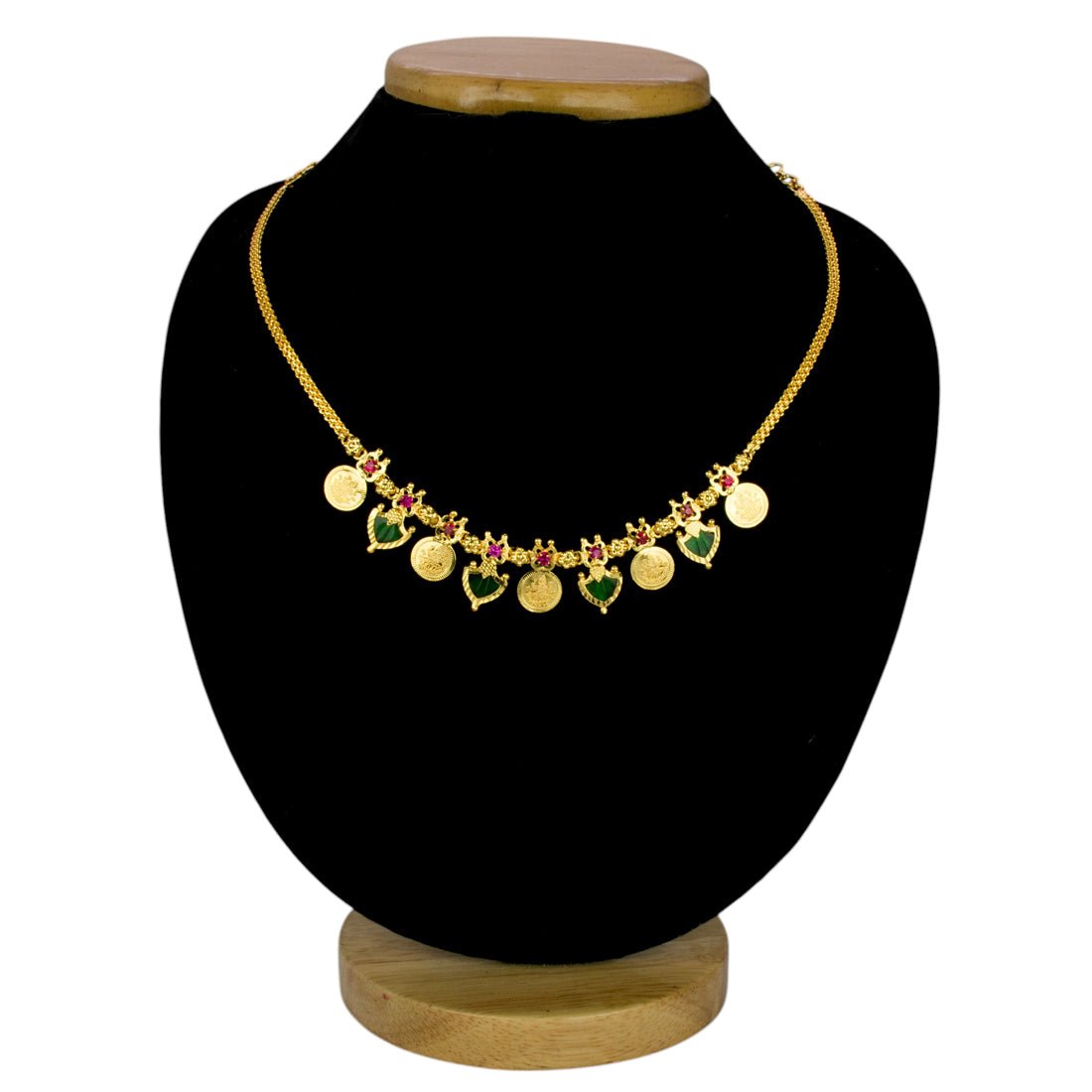 Kerala Traditional Lakshmi Kasu Green Palakka Necklace - KSupreme