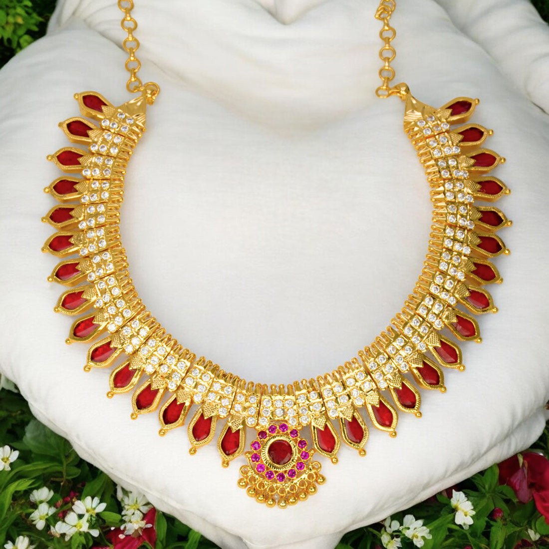 Kerala Traditional Nagapadam CZ Stone Choker Necklace - K Supreme