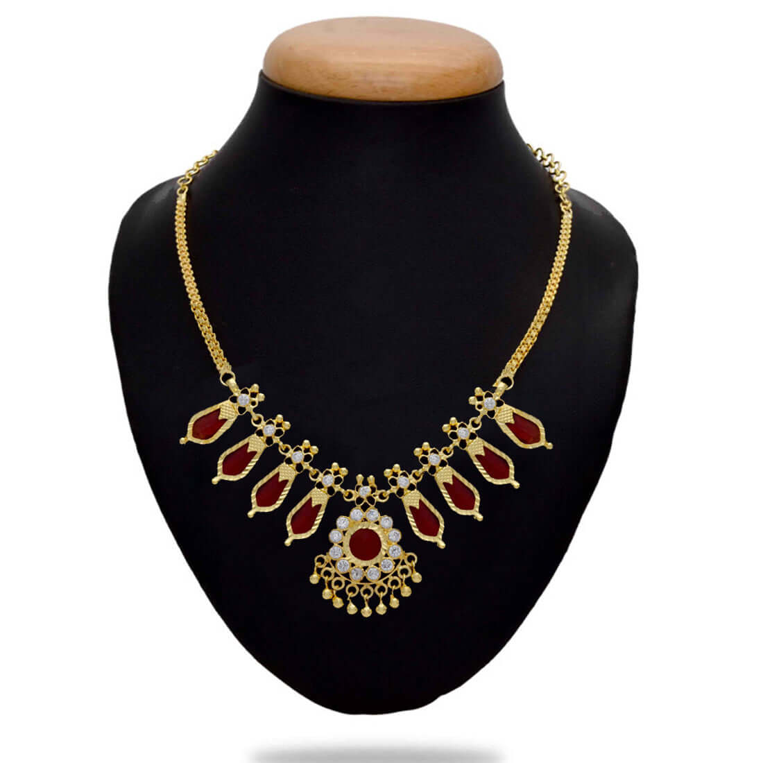 Kerala Traditional Simple Nagapadam Necklace - 4 Stones - K Supreme