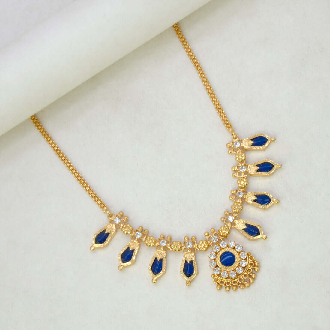 Kerala Traditional Simple Nagapadam Necklace - 4 Stones - K Supreme