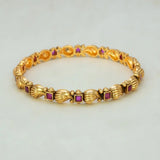 K Supreme Antique Paisley Design Square Kemp Stone Bangle with alternating paisley motifs and square kemp stones. Traditional Indian jewellery.