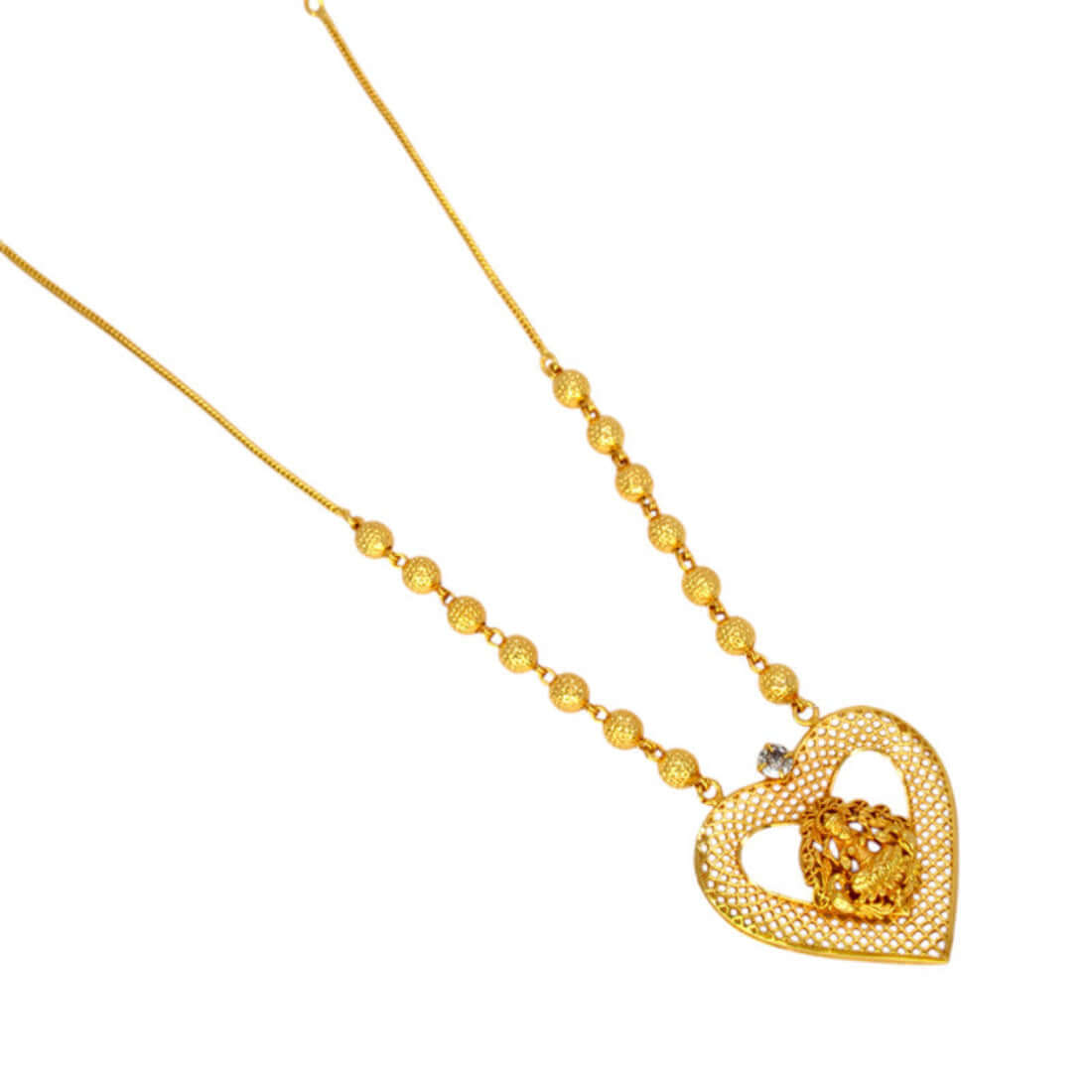 Lakshmi Heart Dollar in Golden Designer Beads Chain