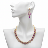 Elegant Designer Gold-Plated Ruby AD Necklace Set