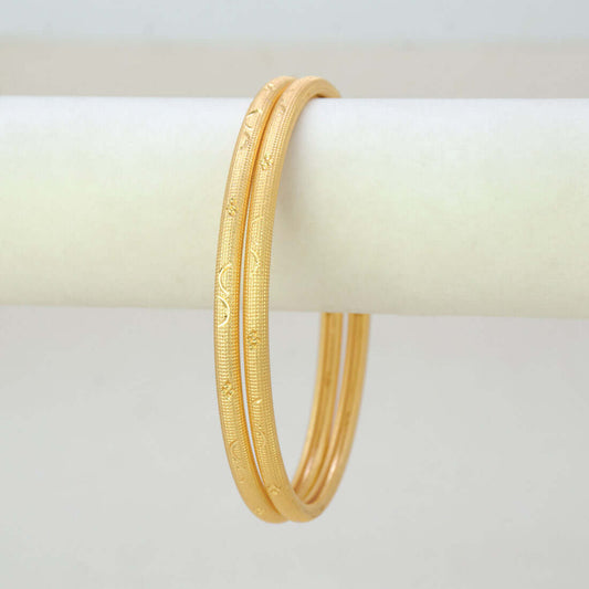 Light - Weight Gold Plated Textured Pipe Bangles - K Supreme