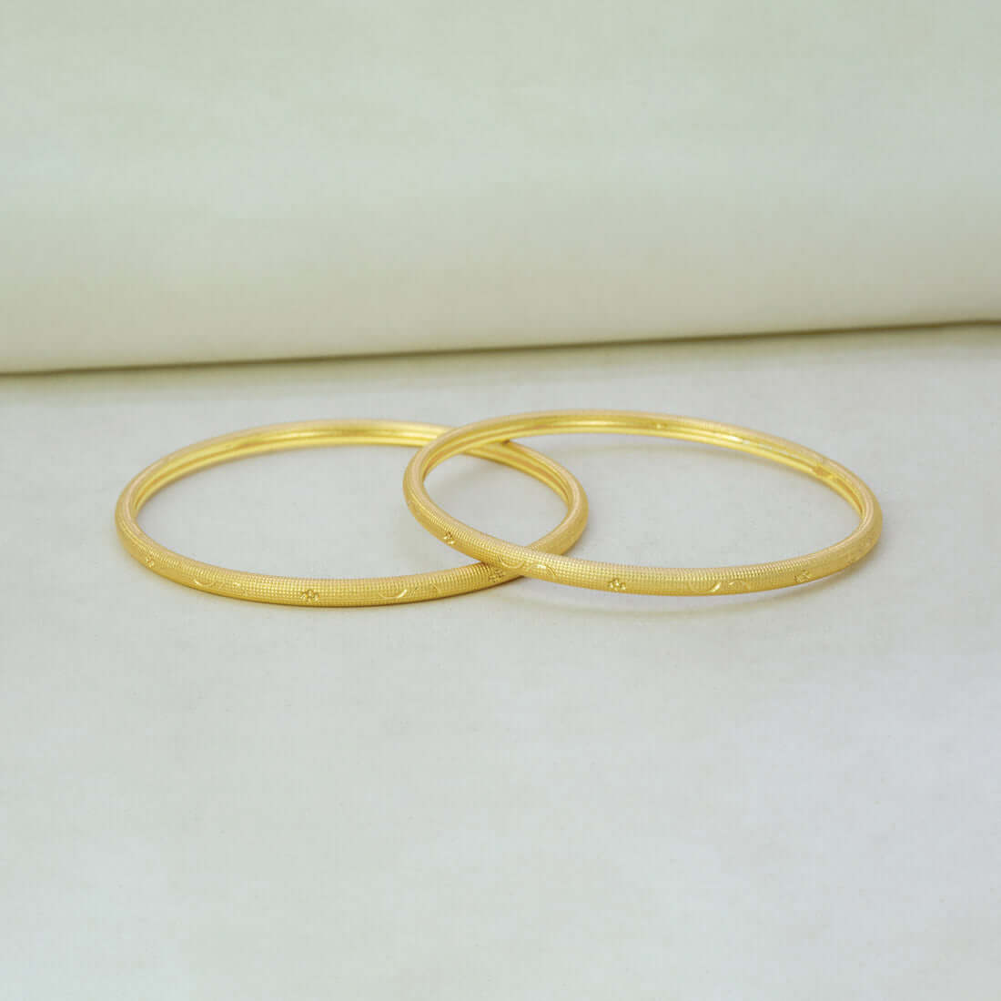 Light - Weight Gold Plated Textured Pipe Bangles - K Supreme