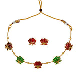 Lotus Design Matte Gold - Plated Beads Chain Necklace Set - KSupreme