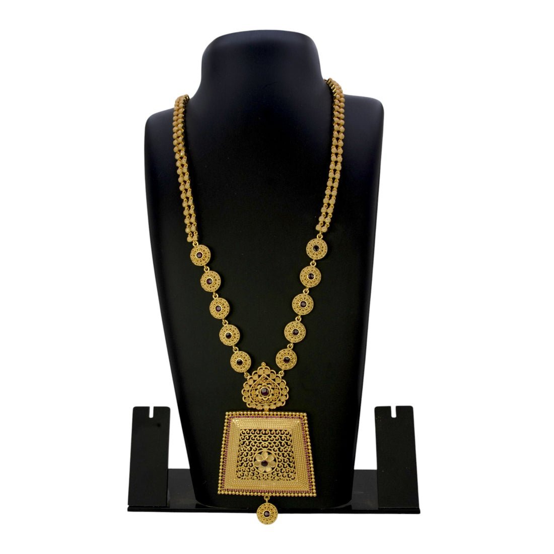 Majestic Gold Plated Kemp and Ruby Long Bridal Necklace - KSupreme