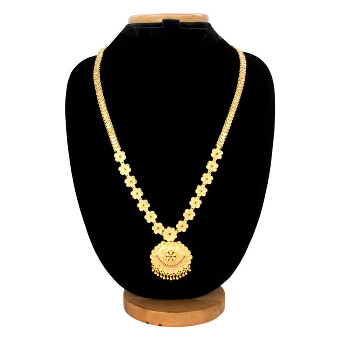 Matte Gold - Plated Filigree Pendant Floral Long Chain - K Supreme