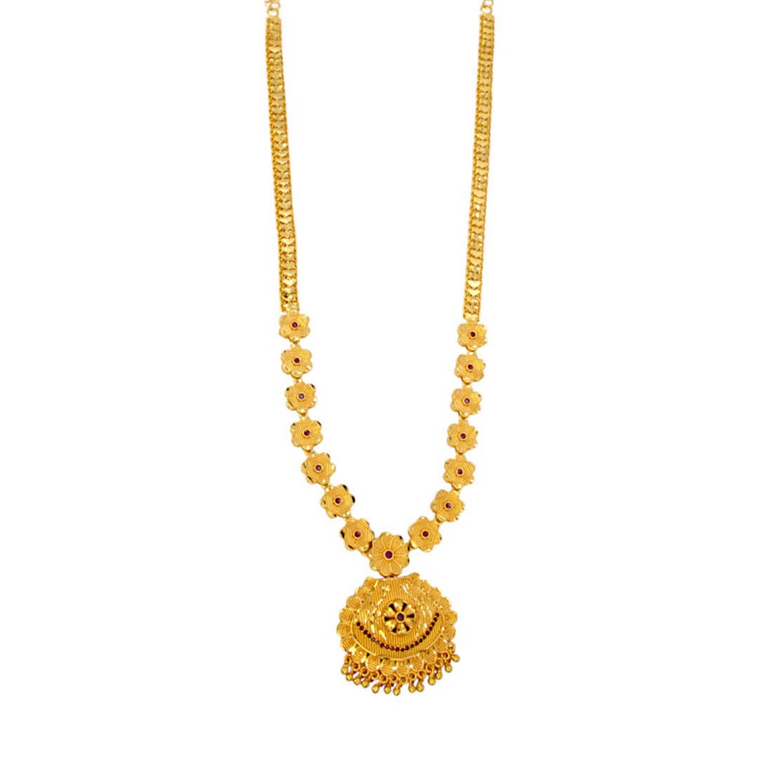 Matte Gold - Plated Filigree Pendant Floral Long Chain - K Supreme
