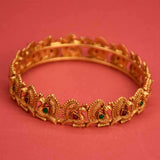 Matte Gold Plated Multi - Colour Stone Peacock Bangle - K Supreme