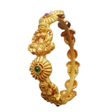 Matte Gold Plated Red and Green Stone Lakshmi Bangle - K Supreme