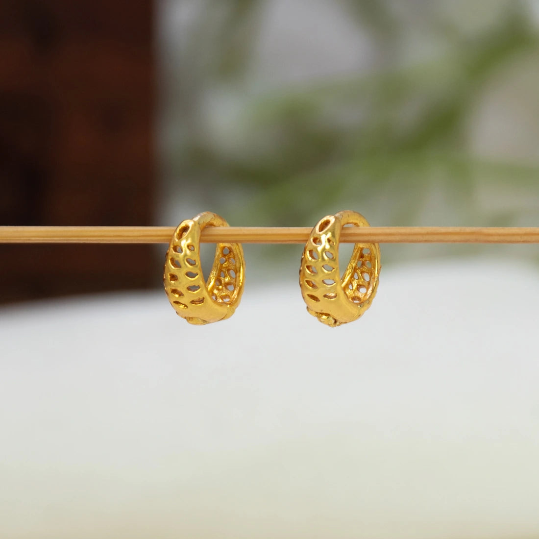Gold-Plated Mesh Hoop Earrings