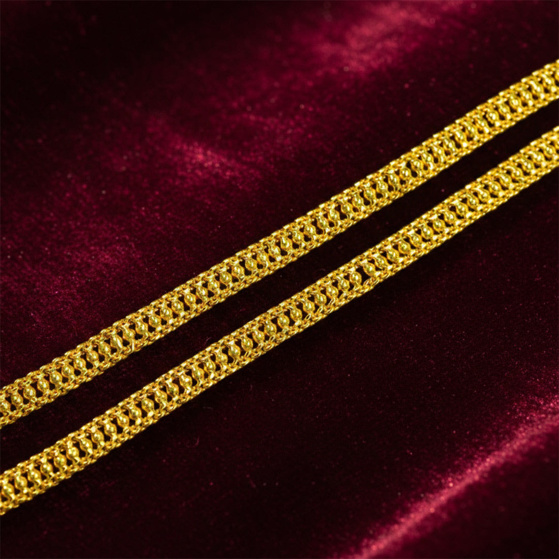 one gram gold designer medium flat rail chain 8p