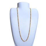 One Gram Gold Trendy Thin Figaro Unisex Sachin Chain displayed on a white bust.