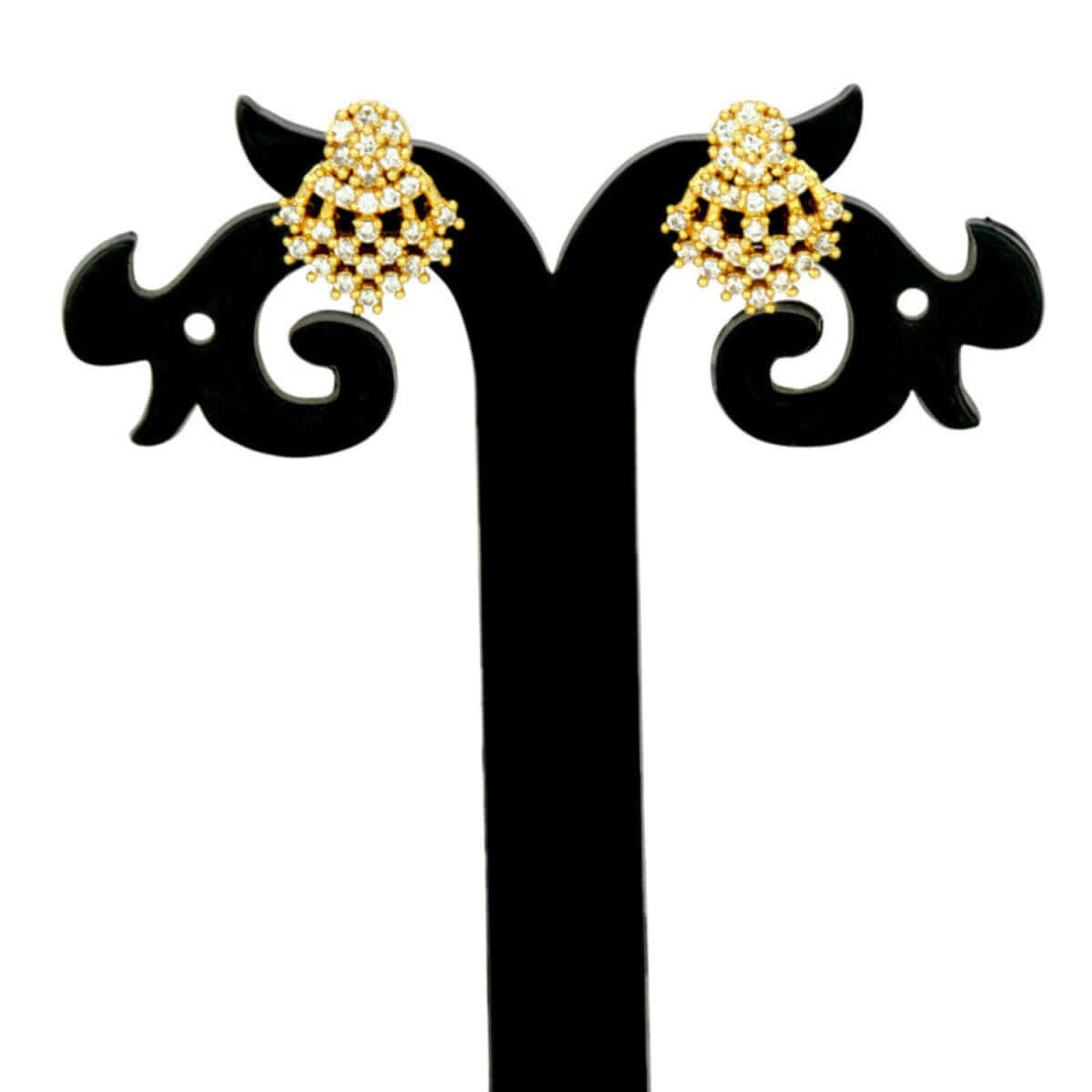 Opulent Gold - Plated Floral CZ Stud Earrings - K Supreme