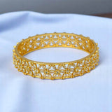 Party Wear Gold Plated Floral Stone Bangle For Women - K Supreme