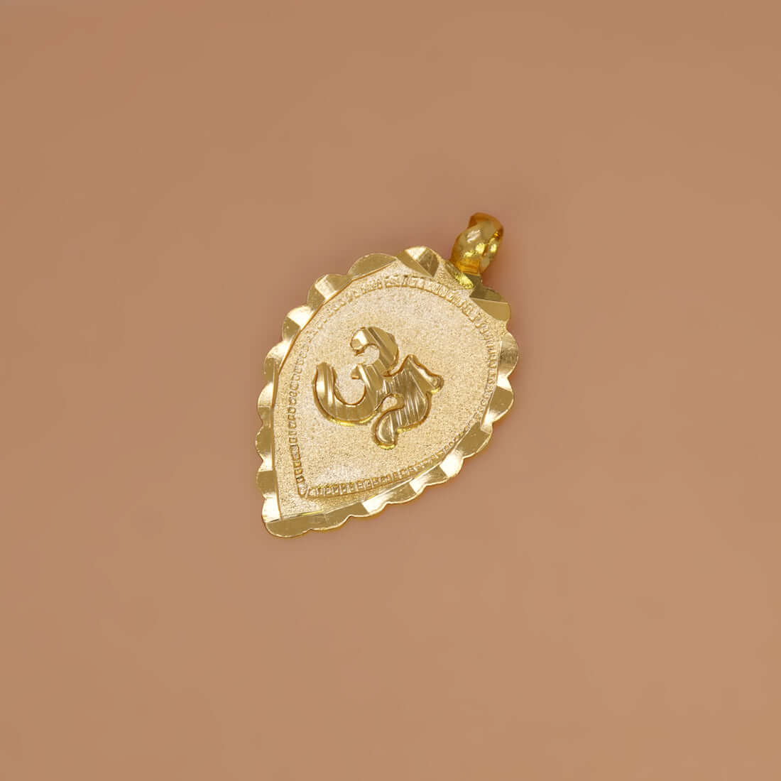 Plain Gold Plated Leaf Om Thali Pendant - K Supreme