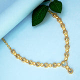 Premium Fashion Gold Plated Round Design Stone Necklace - K Supreme