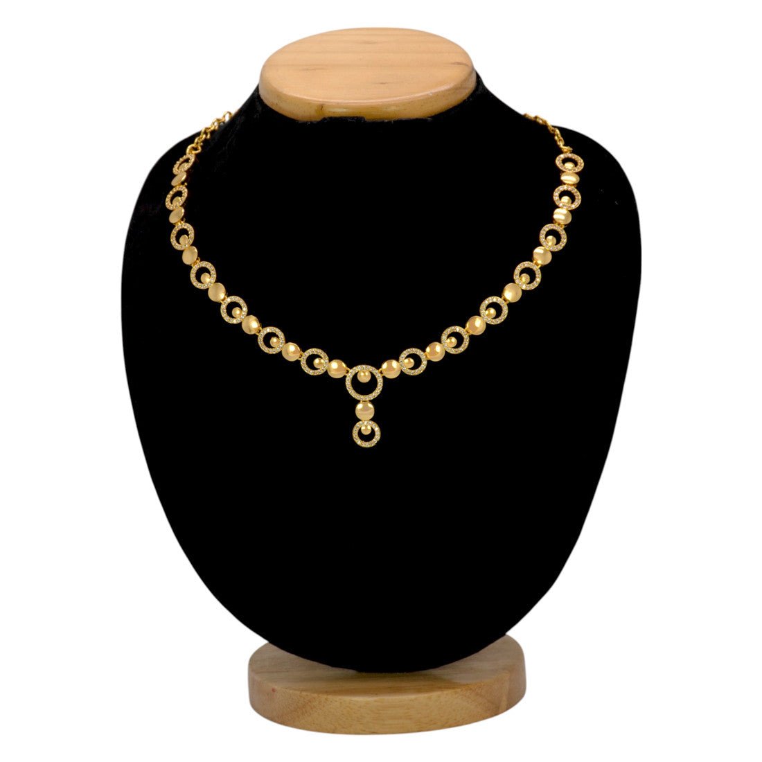 Premium Fashion Gold Plated Round Design Stone Necklace - K Supreme