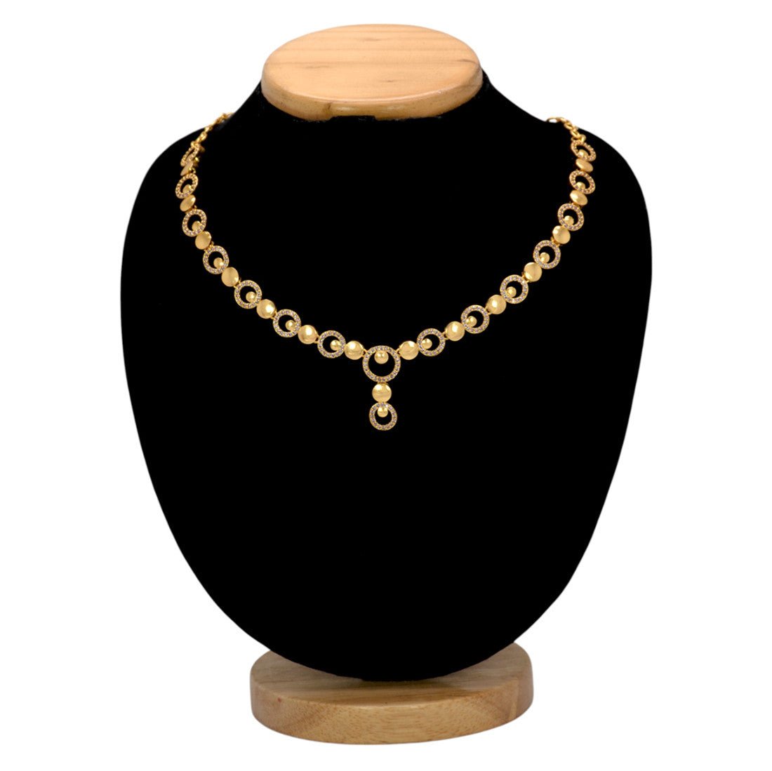 Premium Fashion Gold Plated Round Design Stone Necklace - K Supreme
