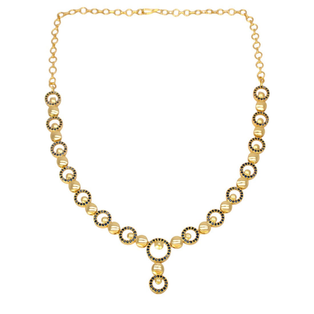 Premium Fashion Gold Plated Round Design Stone Necklace - K Supreme