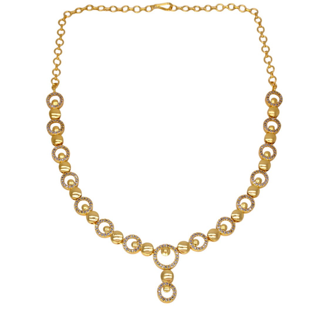 Premium Fashion Gold Plated Round Design Stone Necklace - K Supreme