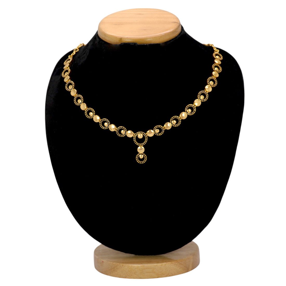 Premium Fashion Gold Plated Round Design Stone Necklace - K Supreme