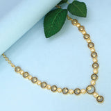 Premium Fashion Gold Plated Round Design Stone Necklace - K Supreme