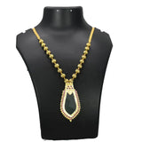 Premium Gold Plated Ball Necklace With Nagapadam Pendant showcasing elegant design and intricate ruby adornments.