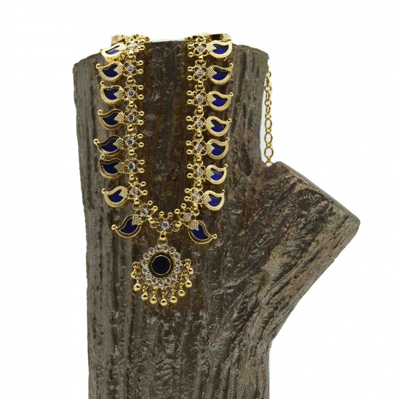 Premium Gold Plated Mango Long Chain - Blue