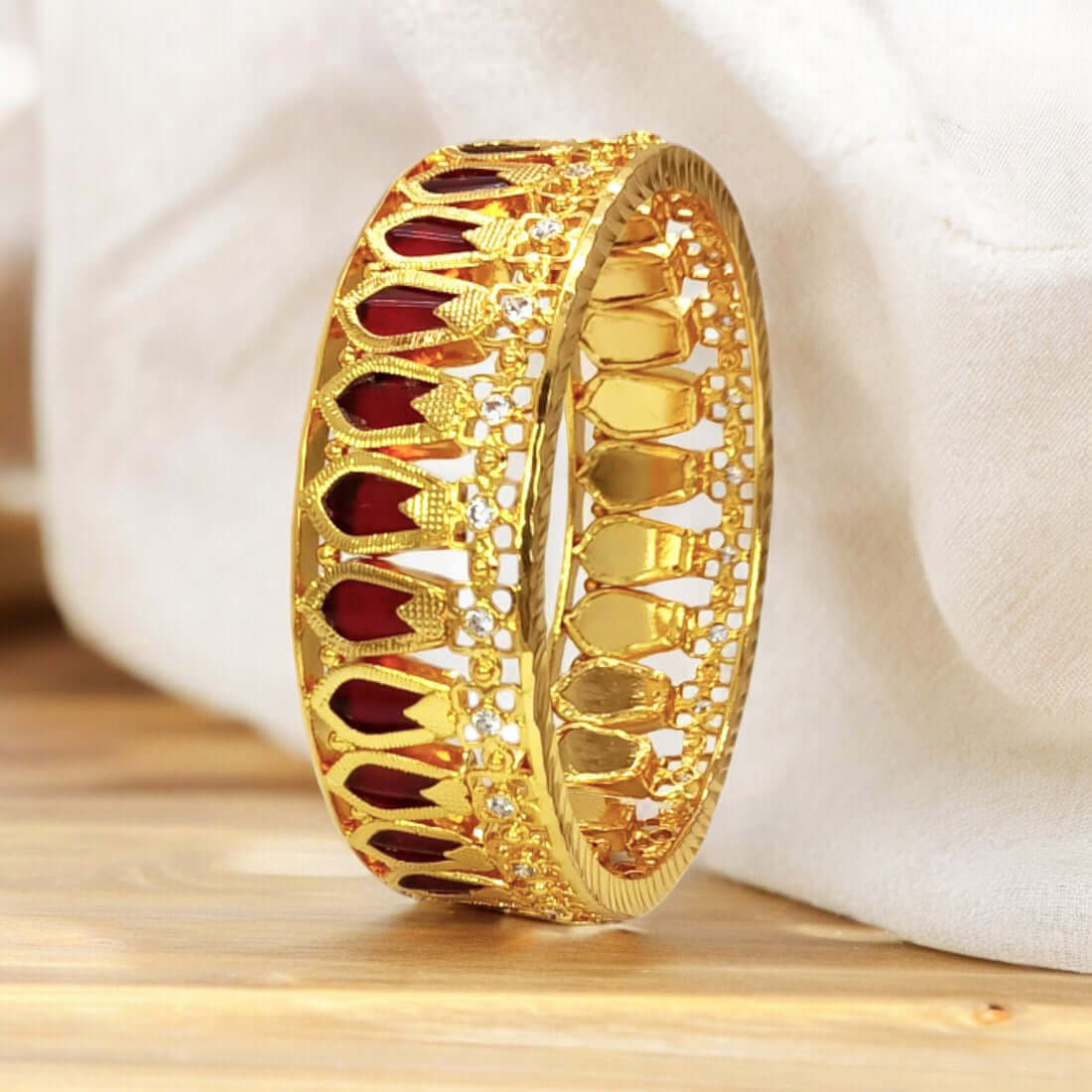 Premium Gold Plated Traditional Broad Nagapadam Bangle - K Supreme