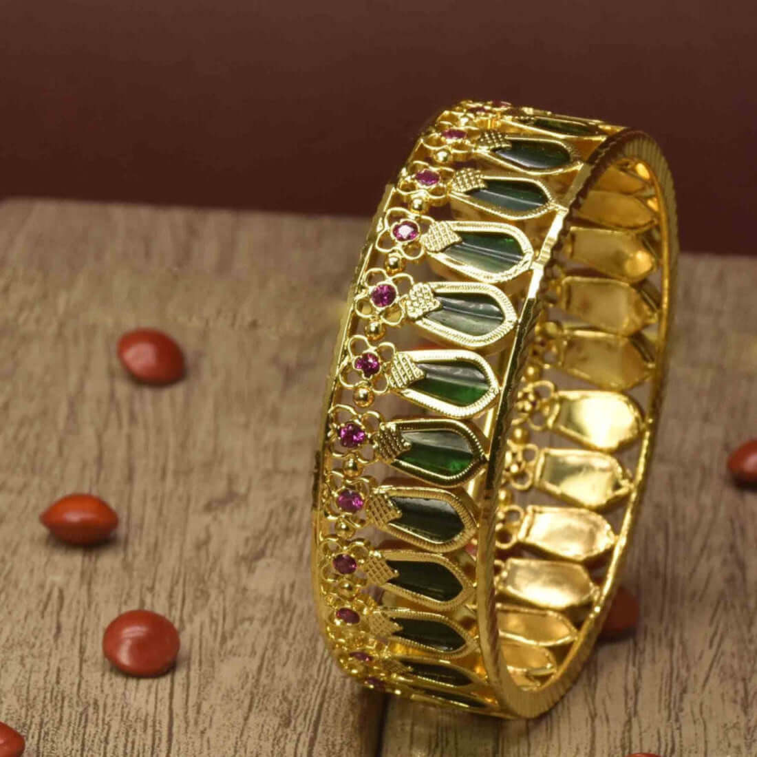 Premium Gold Plated Traditional Broad Nagapadam Bangle - K Supreme