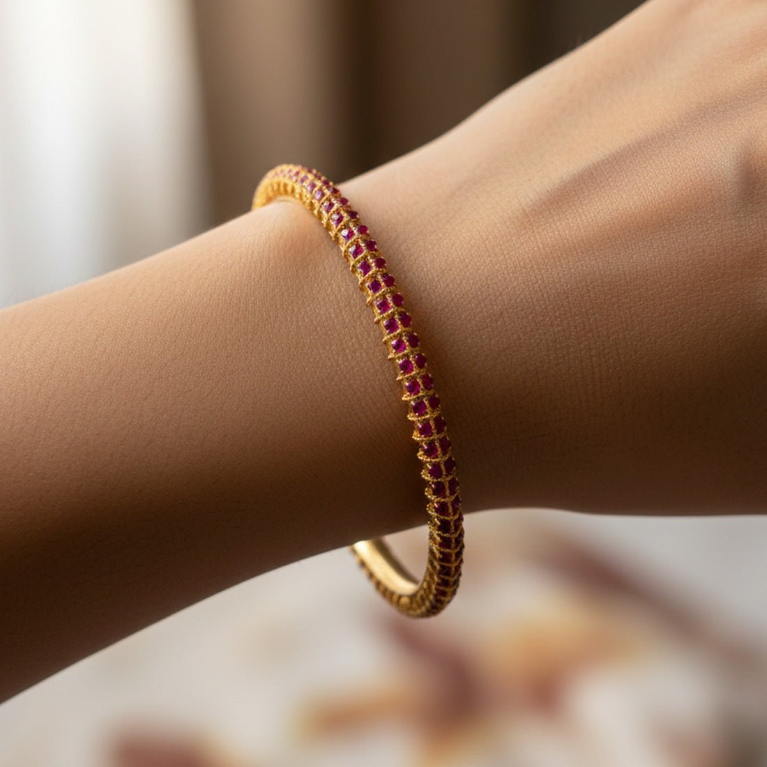 Premium Semiprecious Stone Paving Bangle For Women - K Supreme