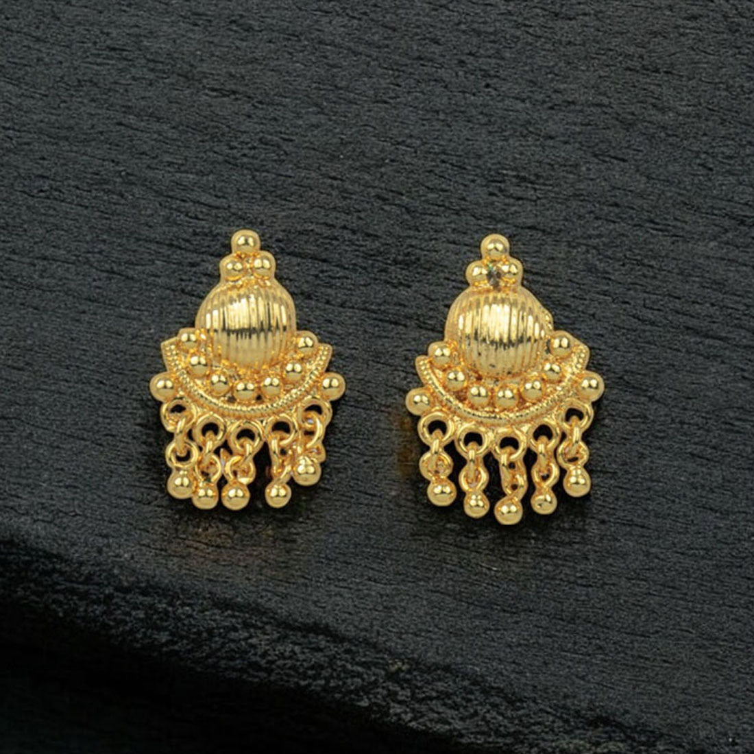 Pretty Gold Plated Beads Hanging Ear Studs - KSupreme