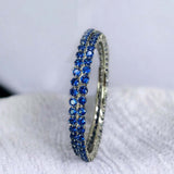 Radiant Rhodium Plated Blue Sapphire Stone Bangles - K Supreme