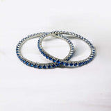 Radiant Rhodium Plated Blue Sapphire Stone Bangles - K Supreme
