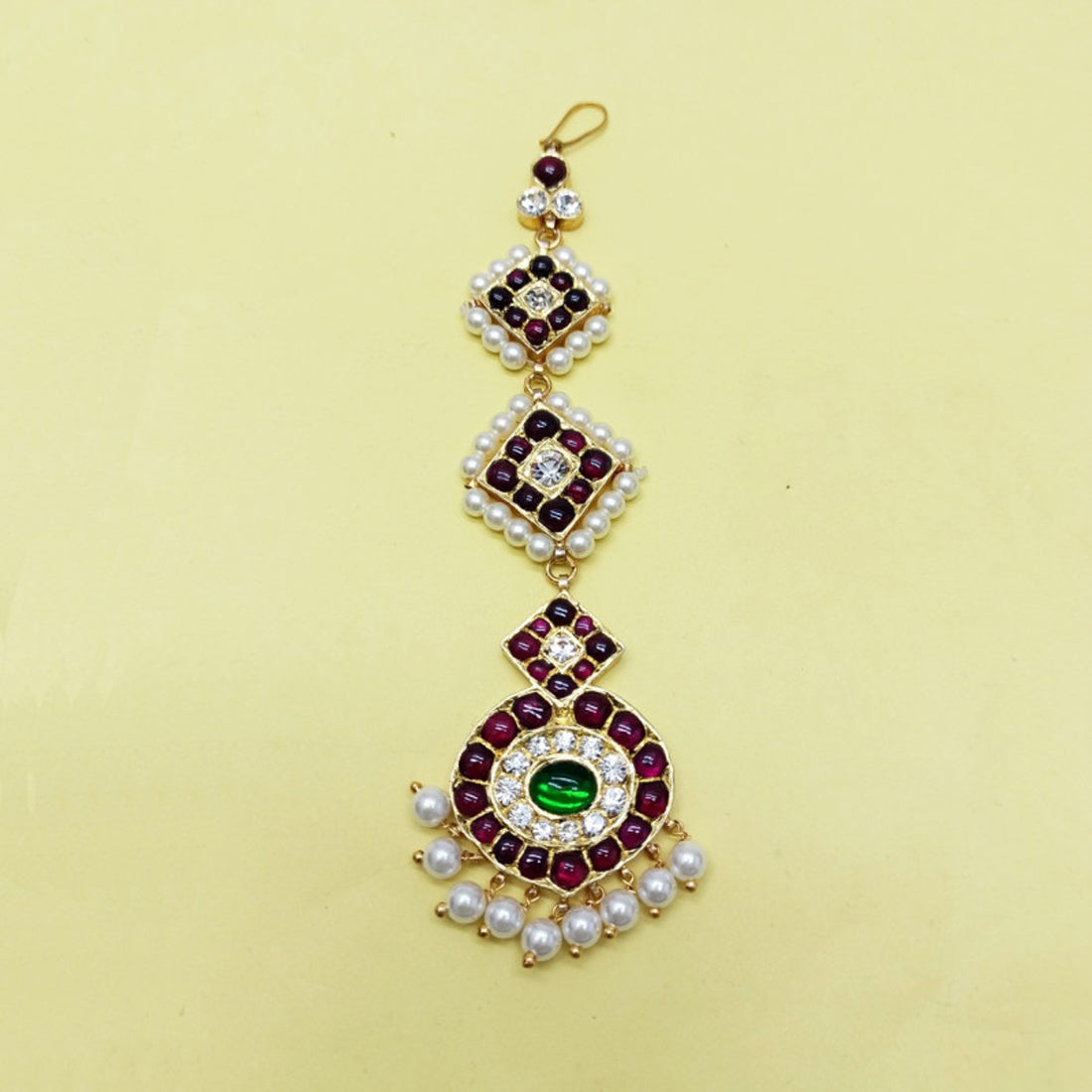 Real Kemp Stone RGW Step Maang Tikka Nethichutti