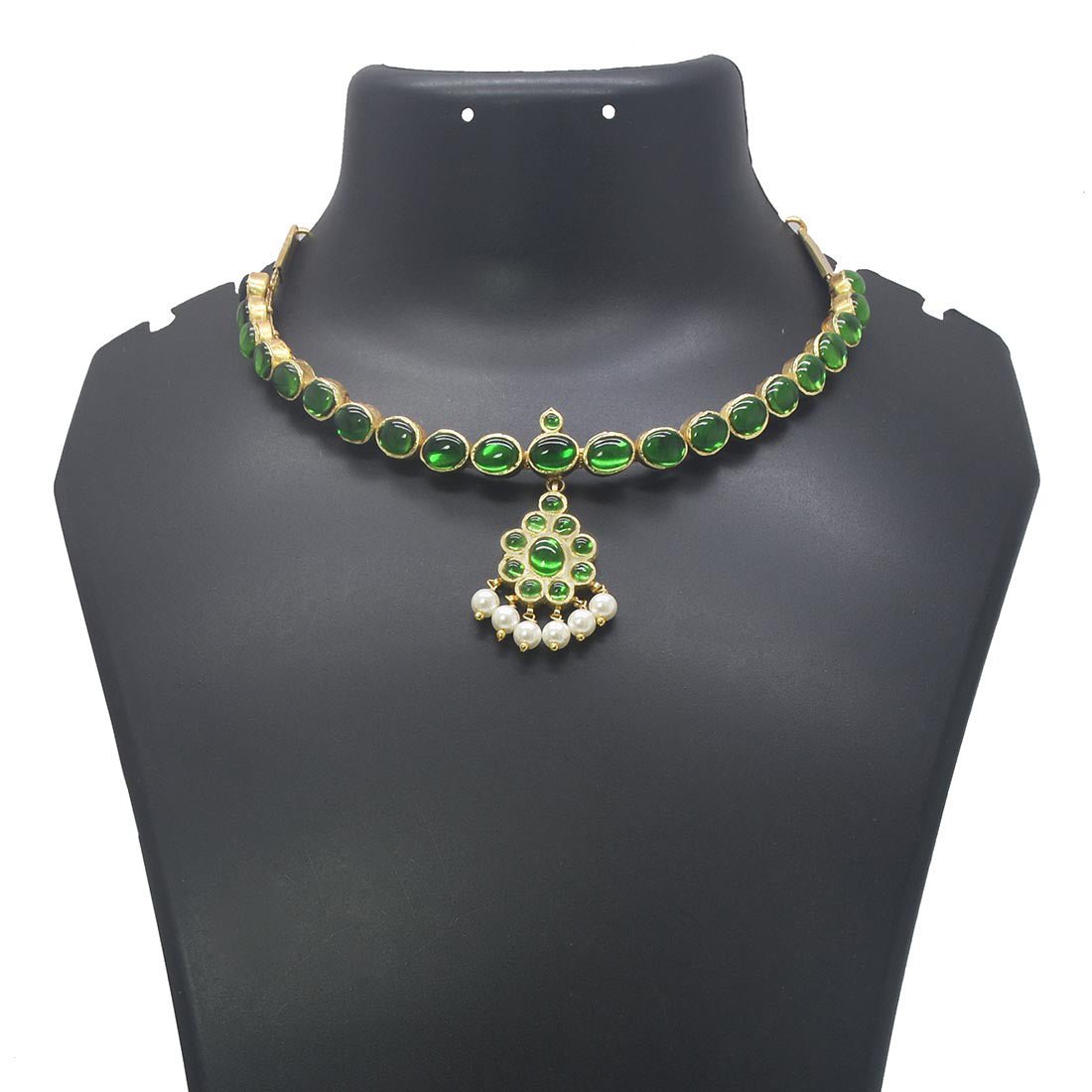 Real Temple Jewellery Emerald Adigai Necklace - K Supreme