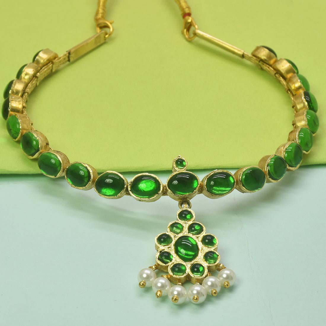 Real Temple Jewellery Emerald Adigai Necklace - K Supreme