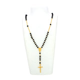 Religious Black Crystal Rosary Cross Chain - KSupreme