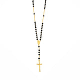 Religious Black Crystal Rosary Cross Chain - KSupreme